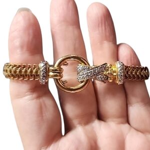 Goldtone Rhinestone Bracelet with Magnetic Clasp